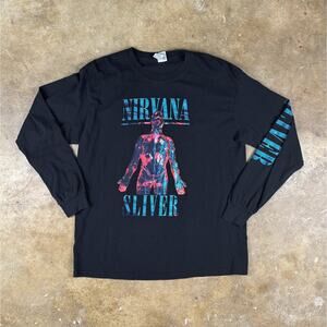 Nirvana Sliver Long Sleeve Graphic T-Shirt Black Size Large